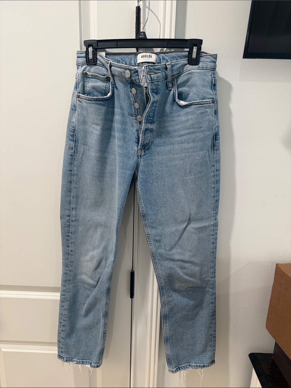 Agolde Light Blue Skinny Jeans with Button Fly